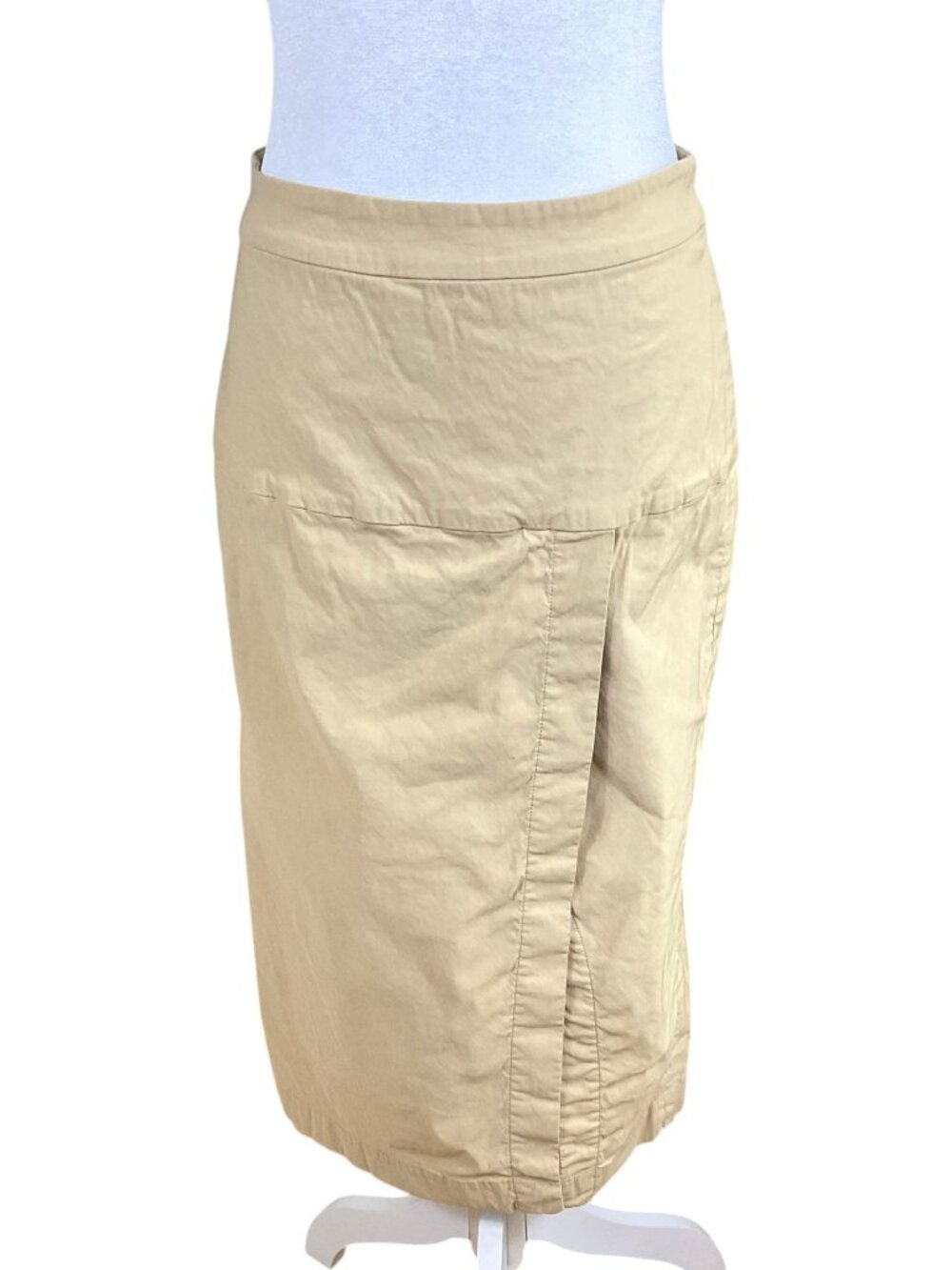 Anthropologie Skirt Linen Cotton Khaki Cream Toledo (6)